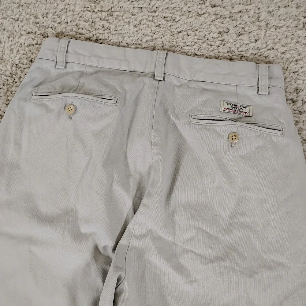Vintage Polo Ralph Lauren Pants Mens 30x30 Beige Andrew Pleated Preppy Chino 90s